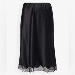 Cece black slip skirt lace bottom